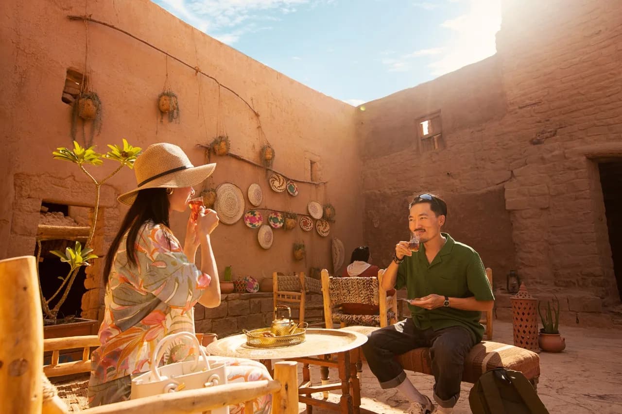 A traditional tea shop in AlUla Old Town, where heritage and daily life intertwine
